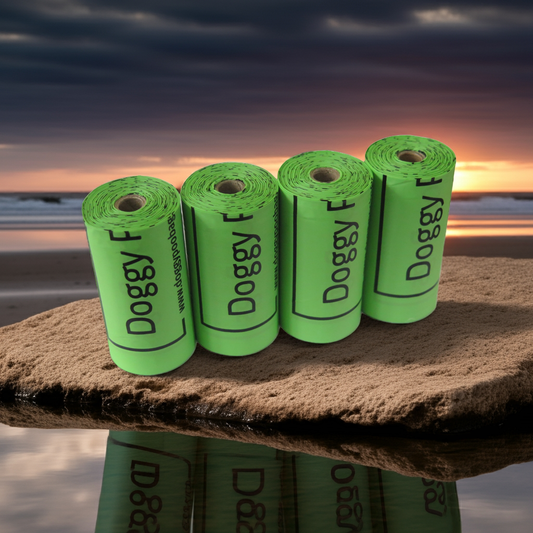 Doggy Poo Bags, Premium Home Compostable Dog Poop Bags | 60 Bags/4 Rolls | Biodegradable Dog Waste Bags | Cornstarch-Based Dog Poo Bags | Free UK Delivery, fits in letterbox