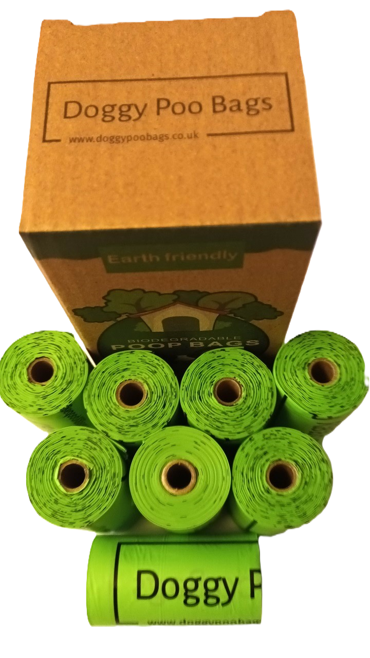 Doggy Poo Bags, Premium Home Compostable Dog Poop Bags | Biodegradable Dog Waste Bags | 8 Rolls/120 Bags, Cornstarch-Based