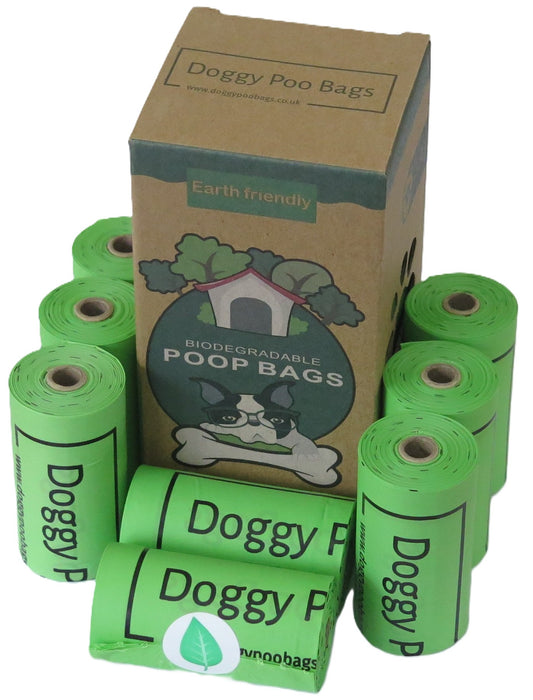 Doggy Poo Bags, Premium Home Compostable Dog Poop Bags | Biodegradable Dog Waste Bags | 8 Rolls/120 Bags, Cornstarch-Based
